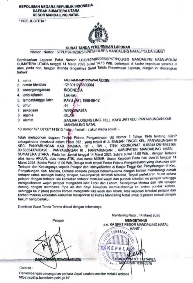 
					Hampir Setahun Laporan Penganiayaan Mengendap Di Polres Madina